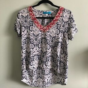 Buttons Hi Lo Short Sleeves Blouse Size M